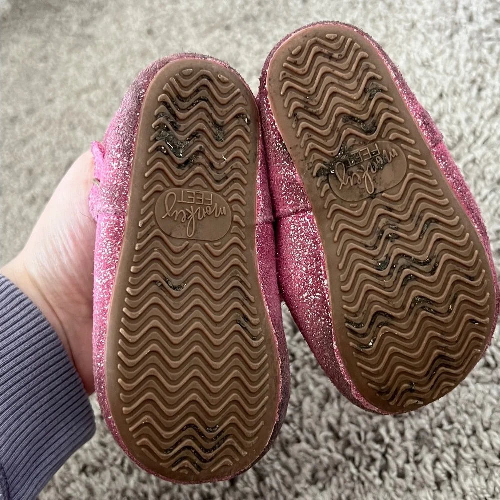 Monkey Feet Pink Glitter Mary Jane Moccasin Baby Walkers Shoes